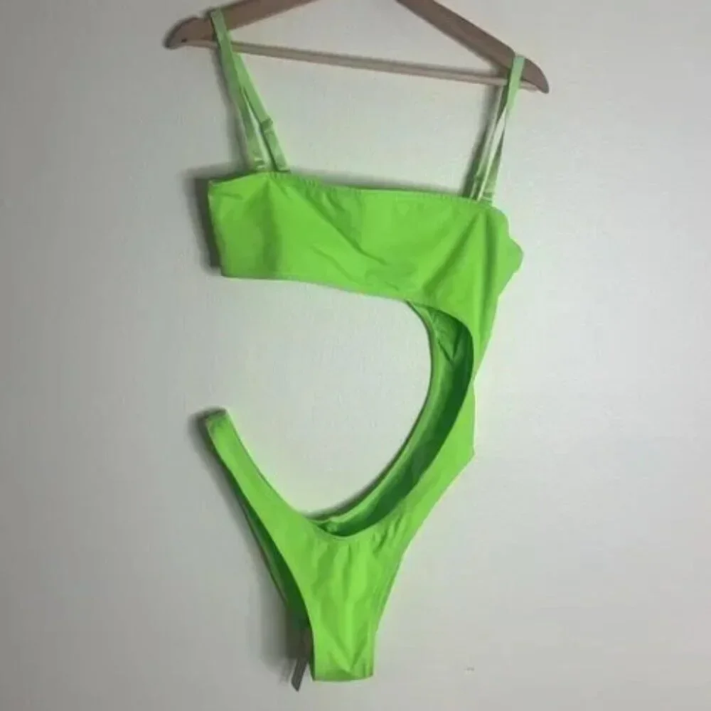 SKIMS Recycled Swim Strapless Monokini (Neon Green) XL - Picture 4 of 7